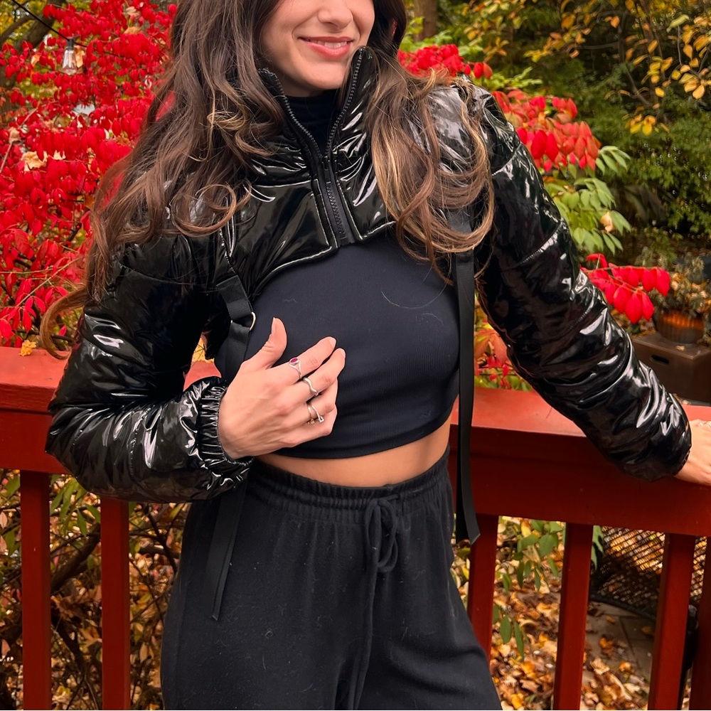Kaylee’s Kollection Shiny Black Puffer Jacket Size SMALL